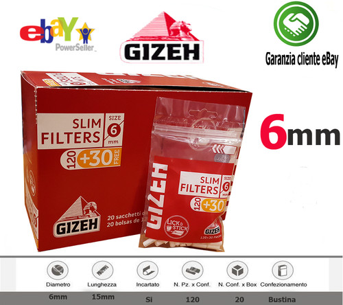 Gizeh slim 6mm strip filtri - gizeh,